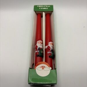 Vintage Christmas‎ Santa Red  Holiday Dinner  10"Taper Candles In Box Unused